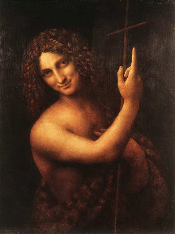 reproductie St. John the baptist van Leonardo Da Vinci